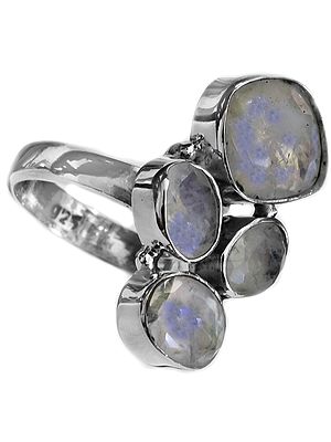 Faceted Rainbow Moonstone Ring