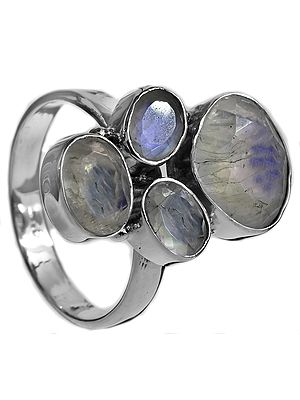 Faceted Rainbow Moonstone Ring