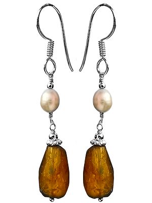 Citrine with Pearl Earrings