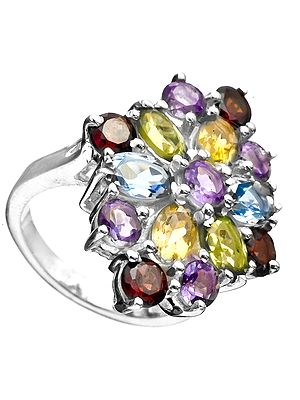 Faceted Gemstone Ring (Garnet, Amethyst, Citrine, Peridot and BT)