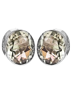 Faceted Green Amethyst Post Earrings