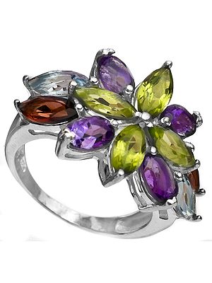 Faceted Gemstone Ring (Amethyst, Garnet, Peridot and BT)