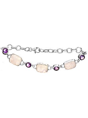 Rainbow Moonstone with Amethyst Bracelet