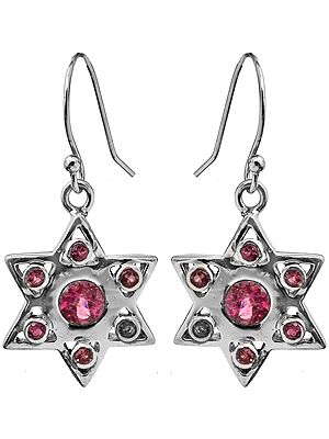 Pink Tourmaline Star Earrings