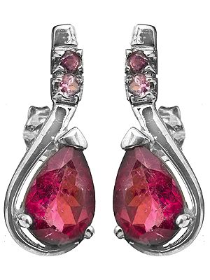 Faceted Pink Tourmaline Post Earrings
