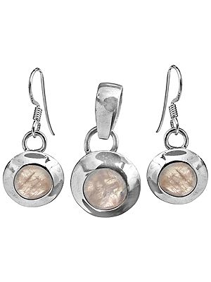 Rainbow Moonstone Pendant with Earrings Set
