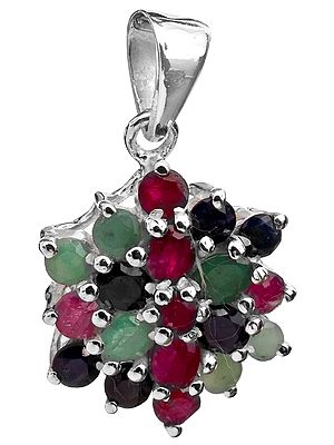 Faceted Gemstone Pendant (Emerald, Ruby and Sapphire)