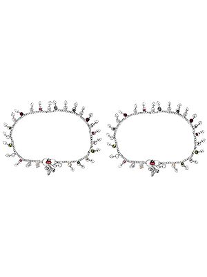 Sterling Anklets with Meenakari (Price Per Pair)