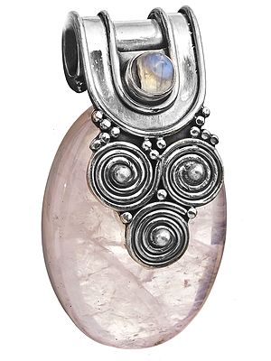 Rose Quartz with Rainbow Moonstone Pendant