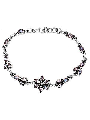 Amethyst Floral Sterling Silver Bracelet