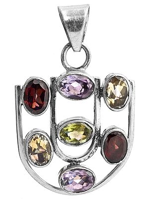 Faceted Gemstone Pendant (Garnet, Peridot, Amethyst and Citrine)