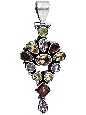 Faceted Gemstone Pendant (Garnet, Amethyst, Peridot, Citrine and Lemon Topaz)