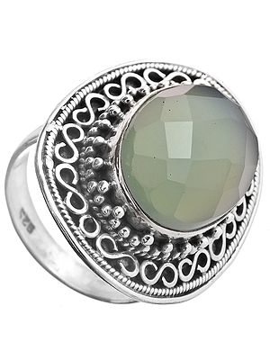 Faceted Peru Chalcedony Ring