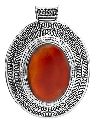 Carnelian Oval Pendant with Filigree