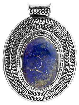 Lapis Lazuli Pendant with Filigree Border
