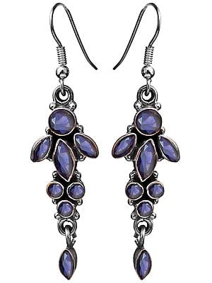 Faceted Iolite Layered Earrings