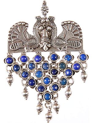 Lapis Lazuli Peacock Pair Pendant