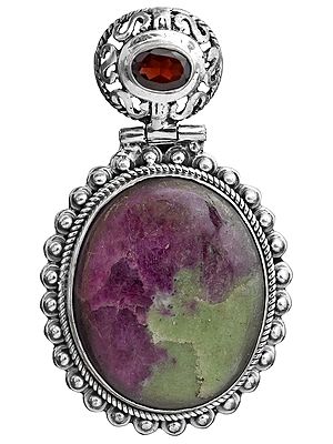 Ruby Zoisite Pendant with Faceted Garnet