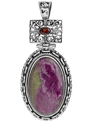 Ruby Zoisite Pendant with Faceted Garnet