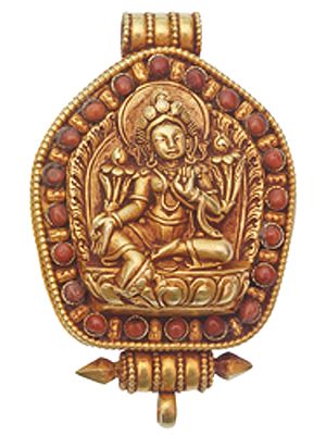 Goddess Green Tara Gold Plated Gau Box Pendant