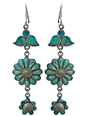 Nepalese Inlay Flower Earrings