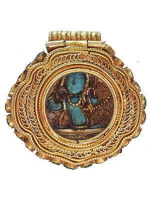 Manjushri Gold Plated Gau Box Pendant