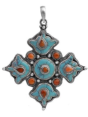 Coral with Turquoise Pendant