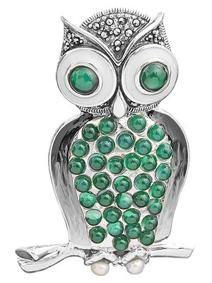 Green Onyx Owl Pendant