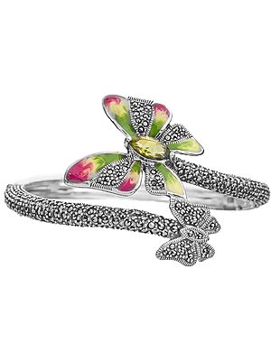 Faceted Peridot Dragonfly Inlay Bracelet