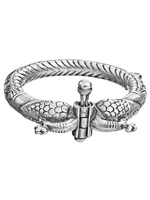 Sterling Ethnic Bangle with Peacock Pair