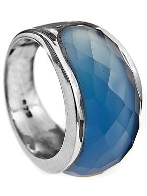 Faceted Blue Chalcedony Ring