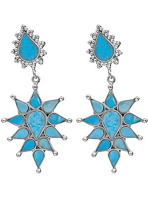 Earrings Inlaid With Real Turquoise