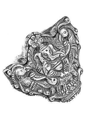 Lord Ganesha Large Ring with Peacock Pair