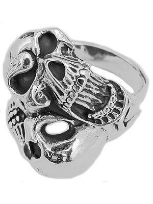 Sterling Twin Skull Large Ring