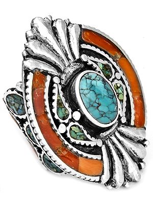 A Ring from Afghanistan with Turquoise, Coral and Amber