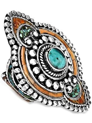 Turquoise with Coral Ring from Afghanistan