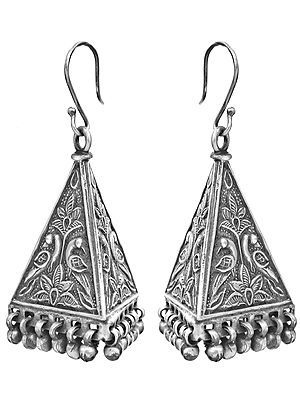 Sterling Peacock Earrings with Ghungroos