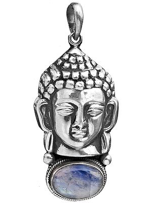 Buddha Head Pendant with Rainbow Moonstone