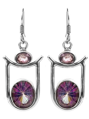 Mystic Topaz with Faceted Amethyst Earrings