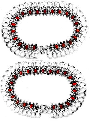 Carnelian Anklets with Sterling Hoops (Price Per Pair)
