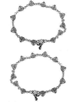 Sterling Anklets with Spiral (Price Per Pair)