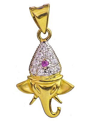 Lord Ganesha Head Pendant with CZ