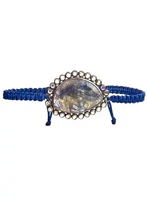 Faceted Sapphire  with Crystal Cord Bracelet