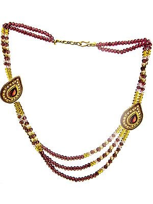 Faux Ruby Necklace with Earrings Set