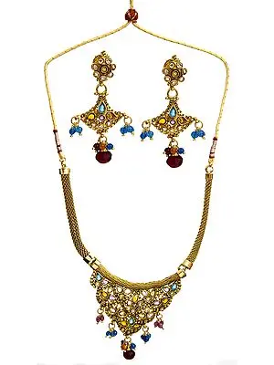 Multi-Color Necklace With Earrings Set