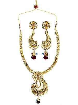 Multi-Color Paisley Necklace with Earrings Set
