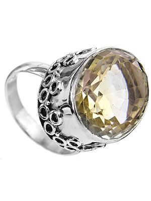 Statement Ring with Large Faceted Citrine
