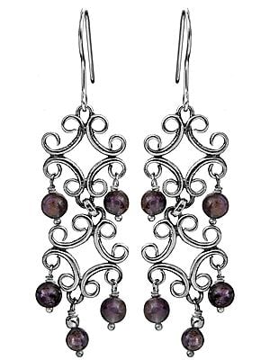 Lolite Gemstone Chandeliers Earrings | Sterling Silver Jewellery