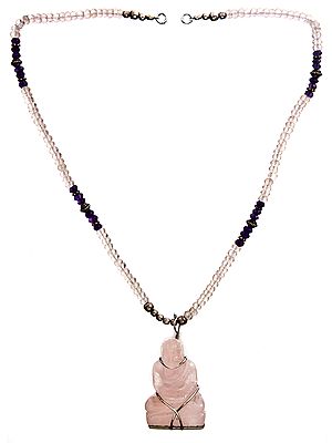 Faceted Rose Quartz Buddha Necklace