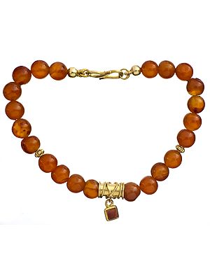 Carnelian Balls Gold Plated Bracelet with Coral